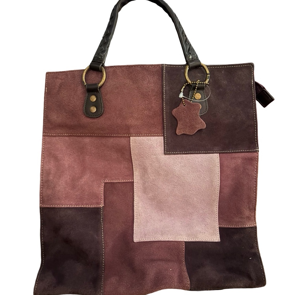 Patchwork Leather Tote Bag - Earthy Tones Y2K Indie Boho Bag